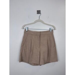 Wilfred Aritzia Pleated Dress Shorts Tan High Waisted Tailored Trouser Shorts 4